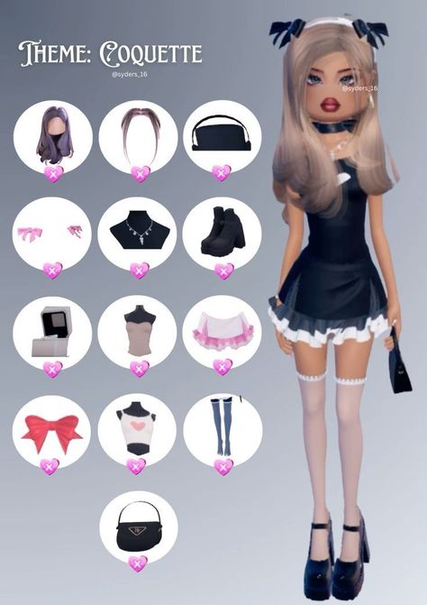 Theme Coquette 🦇🎀 (dark? Aesthetic Profile Picture Cartoon Soft, Vip Dress, Roblox Dress, Dti Hacks, First Date Outfits, Outfit Combos, Y2k Dress, Combo Dress, Doll Wardrobe