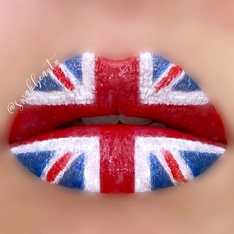 Honoring Queen Elizabeth II Union Jack British Flag Lip Art - Blu-Red & Blu-J LipSense, Snow ShadowSense, White EyeSense Pencil - SeneGence® Independent Distributor ID #348931 swakbeauty.com @swakbeauty Lipsense Combos, Reine Elizabeth Ii, Reine Elizabeth, British Flag, Lip Art, Union Jack, Queen Elizabeth Ii, Elizabeth Ii, Queen Elizabeth