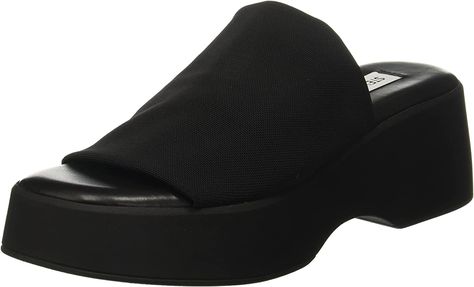 Steve Madden Women's SLINKY30 Wedge Sandal, Black, 8 M : Amazon.ca: Clothing, Shoes & Accessories Steve Madden Sandals Heels, Steve Madden Sandals, Sandal Platform, High Heel Wedges, Wedge Heel Sandals, Black Platform, Platform Wedge Sandals, Comfy Shoes, Womens Wedges