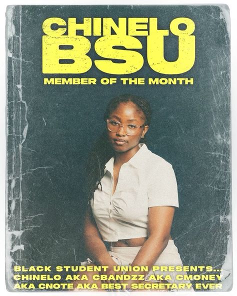 Member Of The Month Design, Bsu Events, Black Student Union, Social Media Design Inspiration, Inspo Board, October 27, Media Design, Social Media Design, Photo Editor