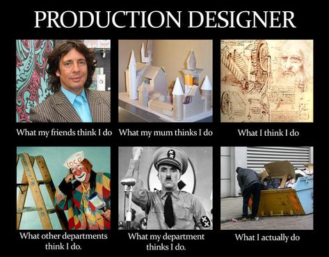 PRODUCTION DESIGNER What my friends think I do What my mum thinks I do What I think I do LEVEL LOAD What other departments think I do. What my department thinks I do. What I actually do Film Directing, Stage Crew, Film Student, Film Tips, Digital Vision Board, Little Woman, Film Life, Greta Gerwig, Film Editing