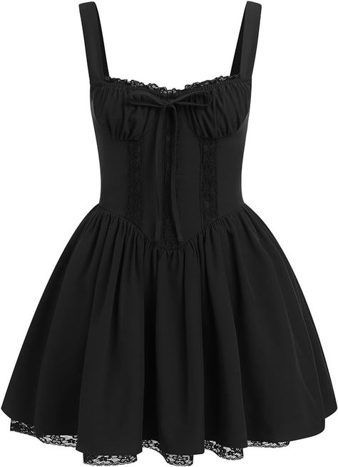 Amazon.com: ABAFIP Women's Corset Mini Dress Square Neck Spaghetti Straps Backless Lace up Low Cut Ruffle Mini Short Dress Summer Sundress Black Small : Clothing, Shoes & Jewelry Floral Corset Dress, Boho Sundress, Sundress Casual, Floral Bustier, Floral Corset, Summer Sundress, Women Corset, Corset Mini Dress, Boho Mini Dress