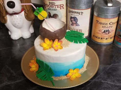 Ocean Cake, Beach Cake, Ocean Cakes, Pineapple Party, Beach Cakes, Pineapple Parties, Bakery Design, Chocolate Coconut, Bora Bora