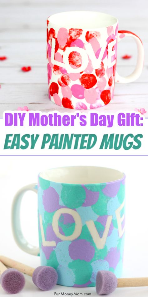 Preschool Mothers Day Crafts, Preschool Mothers Day, Flower Pot Painting, Mugs Diy, Functional Gifts, Coffee Cups Diy, Mug Diy, Diy Mother's Day, Painted Coffee Mugs