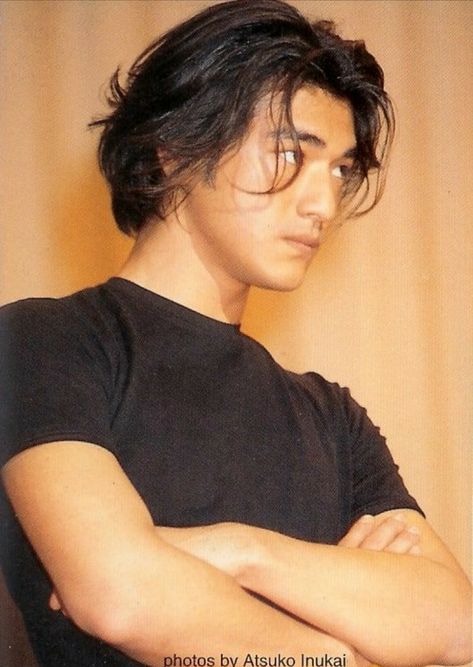 90s Asian Men Hair, 90s Hair Men Long, Takeshi Kaneshiro Long Hair, Guy Haircuts Asian, Long Guys Haircut, Asian Modeling Men, Long Asian Hair Men, Asian Mid Length Hair, Asian Long Hair Men