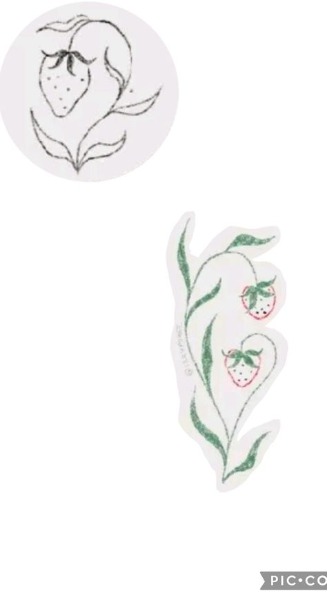 NOT MY ART! these are 2 dainty strawberry plant tattoo ideas I saw that really inspire me 🍓✨️ Strawberry Tattoo Drawing, Abstract Strawberry Tattoo, Strawberry Simple Tattoo, Strawberry Tattoo Behind Ear, Strawberry Basket Tattoo, Wild Strawberry Tattoo Black And White, Strawberry Arm Tattoo, Wild Strawberries Tattoo, Strawberry Patch Tattoo