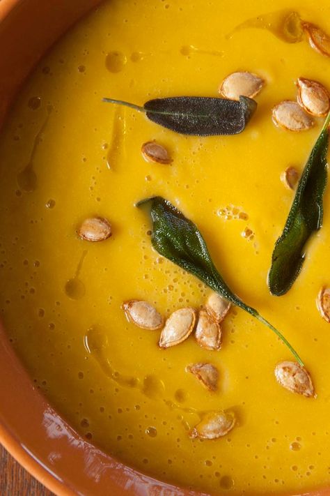 Cheese Pumpkin Soup With Sage and Apple Soup With Sage, Pumpkin Oil, Sauteed Carrots, Giant Pumpkin, Pumpkin Soup Recipe, Cheese Pumpkin, Nyt Cooking, Pumpkin Soup, A Chef