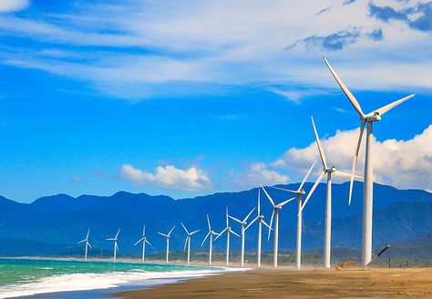 Bangui windmills, one of the major attractions of Ilocos and become an iconic symbol for Ilocos Norte... Ilocos Norte Tourist Spot, Pagudpud Ilocos Norte, Ilocos Norte Aesthetic, Bangui Windmills Ilocos Norte, Laoag Ilocos Norte, Calle Crisologo Vigan, Philippines Scenery, Tourist Spots In The Philippines, Windmill Drawing