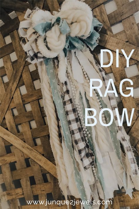 How To Make Rag Bows Tutorial, Shabby Bows Diy, Rag Ribbon Bow, How To Make Shabby Chic Rag Bows, Fabric Bows For Wreaths, Rag Bow Tutorial, Wreath Sign Ideas, Diy Rag Bow Tutorial, Rag Bows Shabby Chic