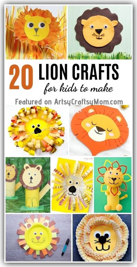 Get roaring with these incredibly cute and easy lion crafts for kids! Celebrate these majestic animals in time for World Lion Day on 10th August. Lion Crafts For Kids, Lion Kids Crafts, Hippo Crafts, Paintings Animals, World Lion Day, Animals Crafts, Giraffe Crafts, Forest Crafts, Lion Party