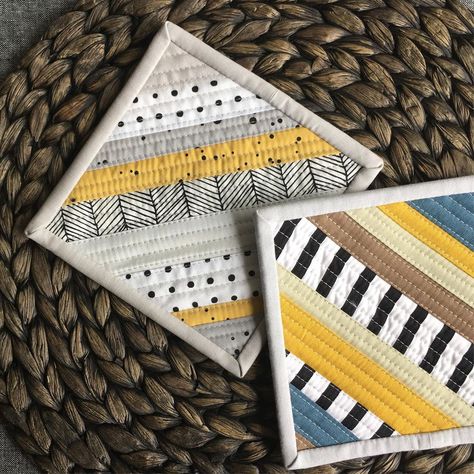 Svetlana Sotak on Instagram: “new patchwork #qayg coasters/ mats ~ this color combo was so fun 😁. #sotakhandmade #patchwork #coasters #quiltedcoasters #quilted…” Patchwork Coasters, Quilt Coasters, Quilted Coasters, Hobby House, Quilt Sewing Patterns, Rug Ideas, Quilted Gifts, Quilting Inspiration, Wool Projects