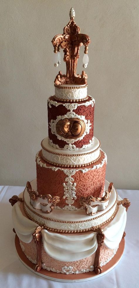 Baroque Wedding Cake, Wedding Cake Orange, Moon Wedding Cake, Sun And Moon Wedding, Lambeth Cake, Cake Orange, Baroque Wedding, Fabulous Cakes, Dream Wedding Cake