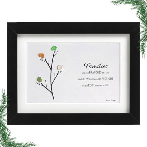 Families Like Branches on a Tree - Sea Glass Art Frame Sea Glass Artwork, Sea Glass Art Projects, Sea Glass Colors, Glass Art Projects, Beach Glass Art, Sea Glass Crafts, Art Sea, Gift Inspiration, Shop Gift