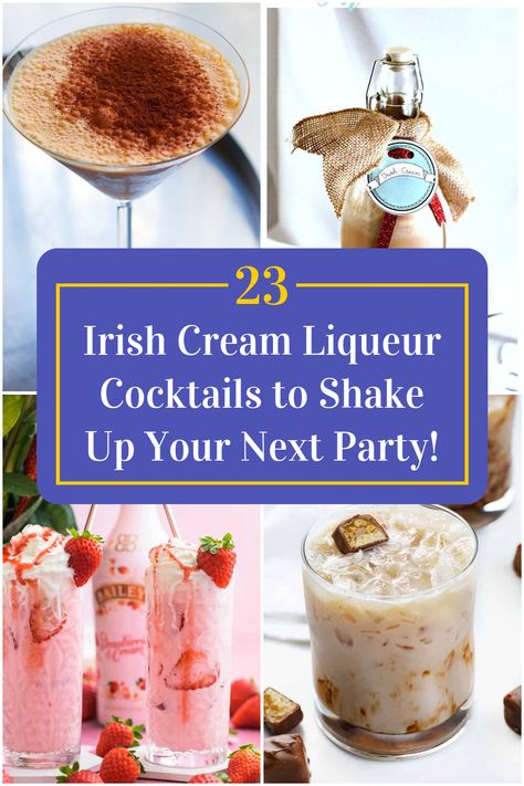 Collage of 4 irish cream liqueur cocktails. Drinks With Irish Cream Liquor, Irish Cream Drinks Cocktails, Cream Liqueur Cocktails, Irish Cream Recipe Drinks, Irish Cream Liquor Recipes, Irish Cream Cocktails, Pub Recipes, Irish Cream Drinks, Liqueur Cocktails