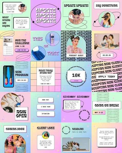 New y2k retro style template released on my new Etsy shop! SAVE HOURS ...AND HOURS OF WORK! Just plug in your content and images and they are ready to go! Link is in bio! Buy template here: https://www.etsy.com/listing/1712277791/retro-y2k-funky-vibes-instagram-post #90sdesign #socialmediadesign #igtemplates #bannerdesign #retrodesign #canva #canvatemplates #etsyseller #y2kaesthetic #y2kinspo #smallbizbranding #brandinginspiration #creativeentrepeneur #creativeentreprenuer #designeveryda... Y2k Mood Board, Funky Vibes, Y2k Inspo, New Y2k, 90s Design, Instagram Banner, Banner Template Design, Y2k Retro, Y2k Aesthetic