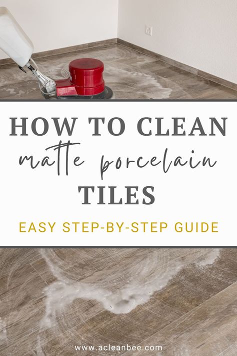 Do you have matte tiles that never seem to look clean? Give your floors a deep clean with these tips on how to clean matte porcelain tiles. Learn how to remove hard water stains and how to remove rust stains from matte porcelain tiles as well. Check out the blog post to learn more. How To Deep Clean Tile Floors, Cleaning Ceramic Tile Floors, Best Way To Clean Tile Floors, How To Clean Tile Floors, Mopping Tile Floors, Porceline Tile Floor, Clean Tile Floors, Clean Bathroom Floor, Cleaning Shower Tiles