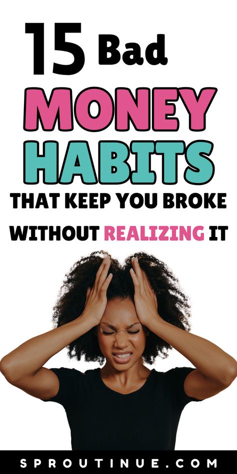 Bad money habits can keep you broke without even knowing. Learn how to break bad money habits. Bad Money, Habits To Break, Living Paycheck To Paycheck, Paycheck To Paycheck, Improve Your Credit Score, Peer Pressure, Forever Living, Simple Budget, Become A Millionaire