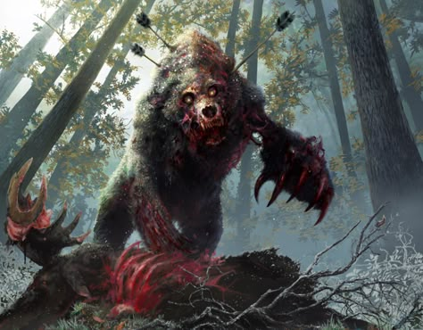 Grizzly Ghoul - Innistrad Midnight Hunt MtG Art Arte Zombie, Dark Creatures, Mtg Art, Space Fantasy, Dnd Monsters, Creature Drawings, Fantasy Monster, Mythical Creatures Art, Creepy Art