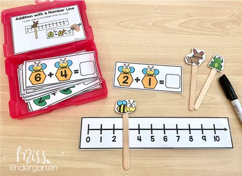 Addition Activities Kindergarten, Easy Kids Art Projects, Number Line Activities, Bee Party Decorations, Spring Preschool Activities, Mathematics Activities, Miss Kindergarten, Spring Kindergarten, Addition Activities