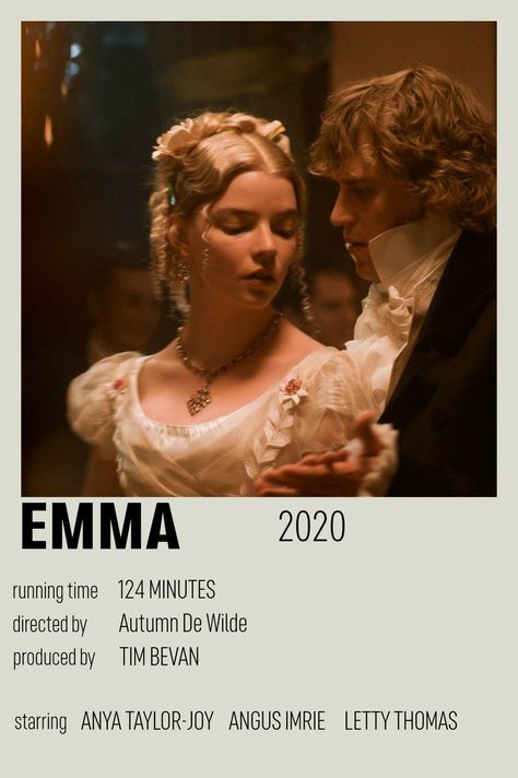 Period Romance Movies, Emma Movie, Fall Movies, Emma. 2020, Polaroid Movie Poster, Emma 2020, Period Drama Movies, Dorm Room Posters, Old Movie Poster