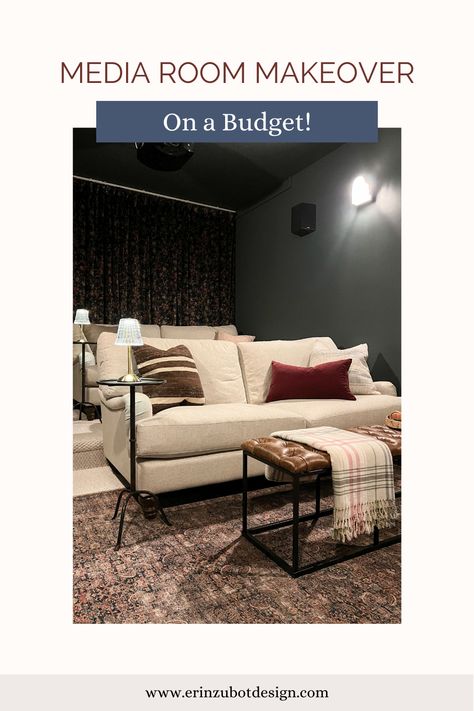 How I made over my theatre room with some simple changes with big impact, and ideas for your own budget-friendly media room! Home Theatre Chairs, Guest Room Media Room Combo, Small Home Theater Seating, Small Movie Room, Home Theatre Room Ideas, Boho Living Room Decor Ideas, Small Room Setup, Spare Room Design, Media Room Seating