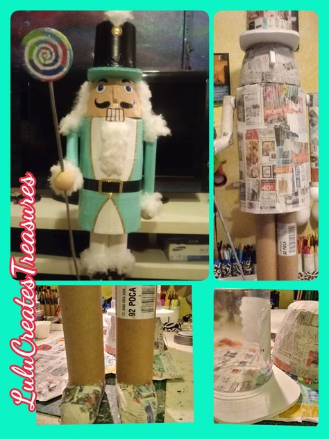 Paper Mache Nutcracker, Cardboard Nutcracker, Cardboard Box Nutcracker Diy, Diy Nutcracker Soldier Cardboard, Pringles Nutcracker, Cardboard Tube Nutcracker Diy, Cardboard Paper Mache, Nutcracker Diy, Recycle Items