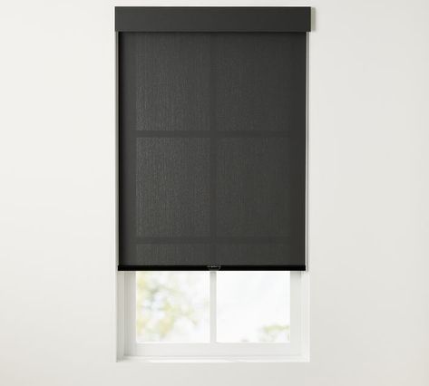 The weave of our Solar 1% Openness Cordless Roller Shade balances the highest level of glare and light reduction while still offering visibility. Large Window Treatments, Concealed Handle, Black French Doors, Black Blinds, Cordless Roller Shade, Light Filtering Shades, Blackout Roller Shades, Modern Blinds, Small Entryways