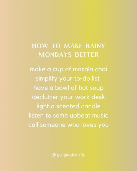 self care checklist for stormy gloomy rainy Mondays like today 💛 (Selfcare, self care checklist, monday blues, monday, cyclone remal, rainy days, rainy morning, monsoon, cyclone, gloomy days) Self Care Checklist, Rainy Morning, Gloomy Day, Monday Blues, Rainy Days, Self Care, Quick Saves, Instagram