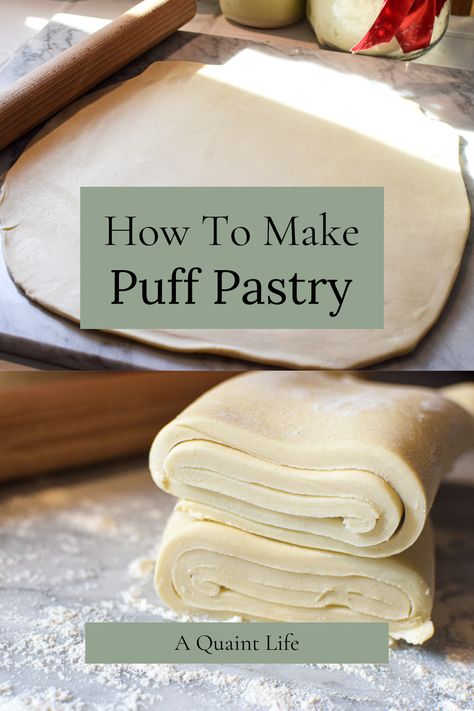 This is a simple method for creating Puff Pastry From Scratch. A delicious flakey pastry dough that can be used in both savory and sweet dishes. Puff Pastry From Scratch, Puff Pastry Recipes Savory, Pastry Dough Recipe, 3 Ingredient Recipe, Puff Pastry Dough, 3 Ingredient Recipes, Flaky Pastry, Puff Pastry Recipes, Pastry Dough