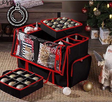 Christmas Ornament Storage Diy, Storing Ornaments, Christmas Decoration Storage, Gift Wrap Organization, Christmas Ornament Storage, Ornament Storage Box, Christmas Tree Storage, Holiday Storage, Diy Christmas Ornament