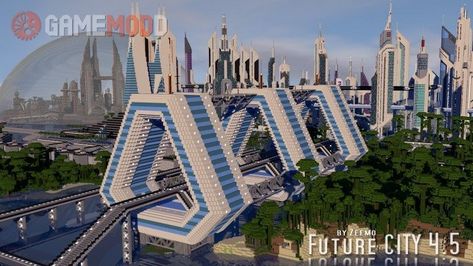 Minecraft Modern City, Modern Minecraft Houses, Futuristic Cities, Minecraft City Buildings, Rumah Minecraft Sederhana, Cool City, Minecraft Images, Minecraft Houses Blueprints, Minecraft Interior Design