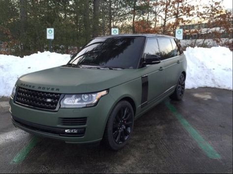 Matte Green Range Rover Green Range Rover, Ford Sport Trac, Camo Car, Ford Sport, Range Rover Sport 2014, Hell On Wheels, Lowered Trucks, Range Rovers, Car Wraps