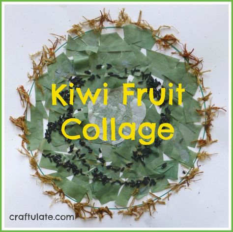 Kiwi Fruit Collage from Craftulate Preschool Healthy Eating, Fruit Collage, Vegetable Crafts, Green Tissue Paper, Jr Art, Kiwi Fruit, Cute Fruit, Fruit Art, Inspiration For Kids