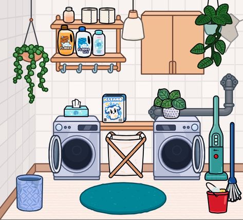 Toca Boca Laundry Room, Toca Boca Modern Mansion, Ideas Toca Boca, Landry Room, House Laundry Room, Laundry Ideas, Free House Design, Interesting Facts About Yourself, Adorable Homes Game