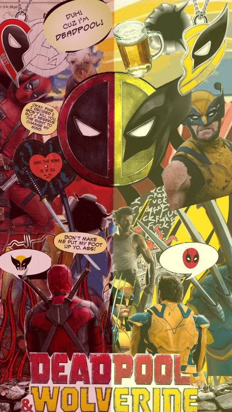 bey bye bye by nsync🎶❤️💛 wolverine ##Deadpool Bye Bye Bye Nsync Deadpool, Wolverine And Deadpool Wallpaper, Deadpool And Wolverine Wallpaper, Wolverine Wallpaper, Deadpool Pictures, Wolverine Deadpool, Marvel Background, Deadpool And Wolverine, Rooms Decor