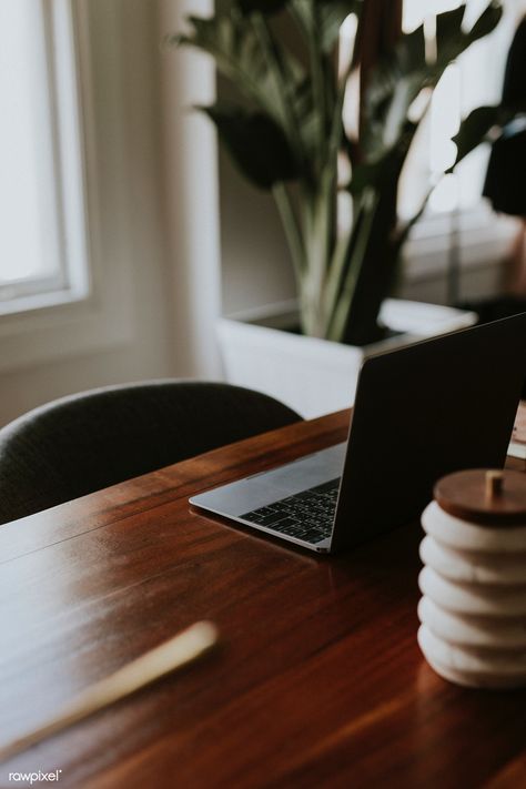 Laptop on a wooden table in a meeting room | free image by rawpixel.com / Felix Desk Plant, Desk Plants, Desk Office, Brand Board, Work Table, Instagram Highlight Icons, Style Office, Mid Century Modern Style, Commercial Design