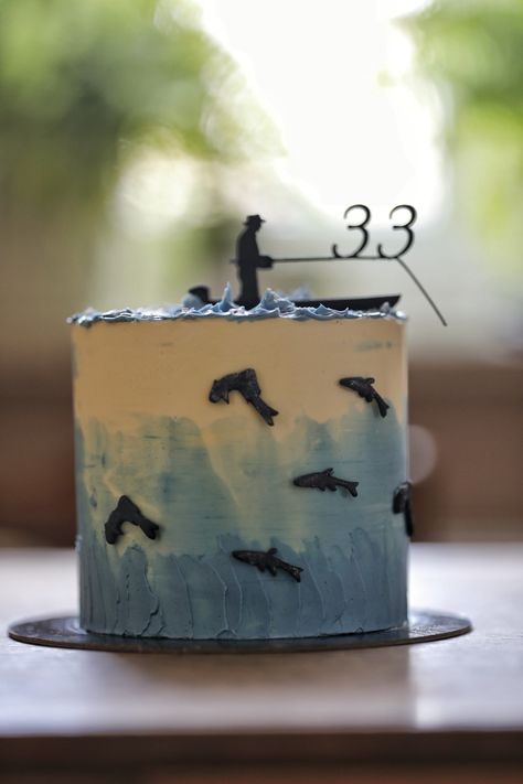 Cake, art, cake art, artistic cake, birthday cake Cake Fisherman Birthday, Fisherman Cake Ideas, Fly Fishing Cakes For Men, Birthday Cake For Fisherman, Fishing Cakes For Men Fisherman, Cake For 14th Birthday Boy, Cake For Fisherman, Fishing Cakes For Men Birthdays, Cake Fisherman