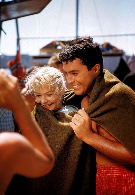 Sandra Dee and James Darren on the set of Gidget (c. 1959) James Darren Gidget, Gidget 1959, Gidget Movie, Gidget Goes Hawaiian, Troy Donahue, Rick Nelson, James Darren, Bobby Darin, Sandra Dee