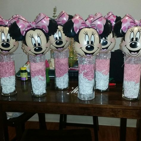 Minnie Mouse Centerpieces, Picture Centerpieces, 1st Birthday Centerpieces, First Birthday Centerpieces, Minnie Mouse Stickers, Minnie Mouse Birthday Party Decorations, Minnie Mouse 1st Birthday, Minnie Mouse Pictures, Birthday Centerpieces