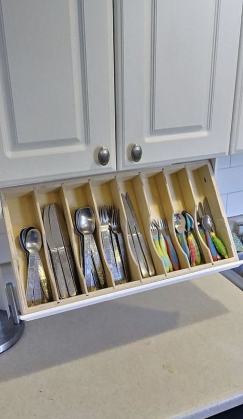 Bottles Wall, Silverware Storage, Under Cabinet Storage, Walmart Pictures, Silverware Organization, Cutlery Storage, Diy Play Kitchen, Diy Kitchen Storage, Diy Kitchen Furniture