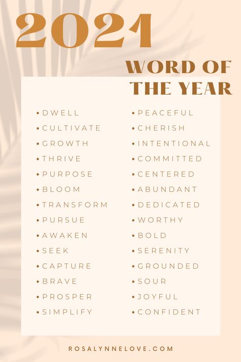 Looking for the perfect word of the year for 2021? Check out this list of words that can help you define your goals for this upcoming year! Word Of The Year 2024, Word Of The Year, New Readers, Perfect Word, Different Words, Fresh Start, Word List, Bullet Journal Inspo, Great Words