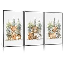 Nursery Woodland Animals, Wild Animals Vector, Picture Wall Decor, Forest Animal Nursery, Woodland Animals Theme, Animals Poster, Nursery Woodland, Art Fox, Deer Painting