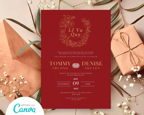 Tea Ceremony Invitation Card, Tea Ceremony Invitation, Wedding Card Minimalist, Vietnamese Wedding Invitation, Minimalist Wedding Card, Asian Wedding Invitations, Tea Ceremony Wedding, Wedding Lunch, Wedding April