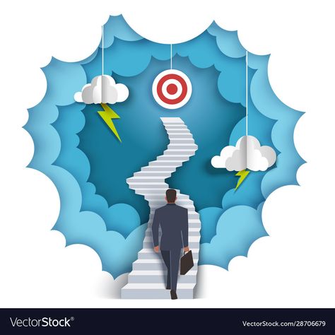 Paper Cut Illustration, Goal Achievement, Path To Success, Career Advancement, Achieving Goals, Paper Cut, Cut And Style, Print On Demand, Stock Vector