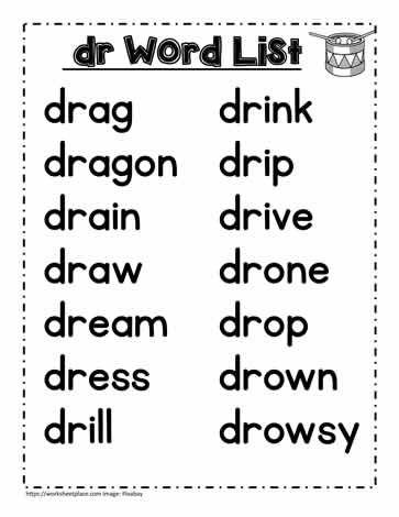 A dr Spelling List Dr Words Phonics, Dr Blend Words, Wilson Reading Program, Spelling List, Phonics Chart, Phonics Blends, Reading Comprehension For Kids, Kindergarten Phonics Worksheets, Phonics Rules