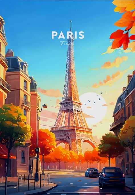 France Postcard, Paris Postcard, Paris Travel Poster, Paris Illustration, Travel Collage, Travel Poster Design, Paris Poster, Travel Painting, Plakat Design