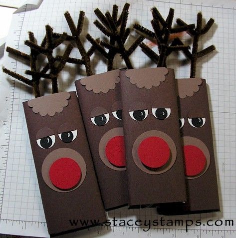 Rudolph Wrapped Hershey Bar-Class Christmas Party treat. Joululahjat Diy, Christmas Candy Bar, Reindeer Craft, Hershey Bar, Navidad Diy, Christmas Goodies, Punch Art, Noel Christmas, Xmas Crafts