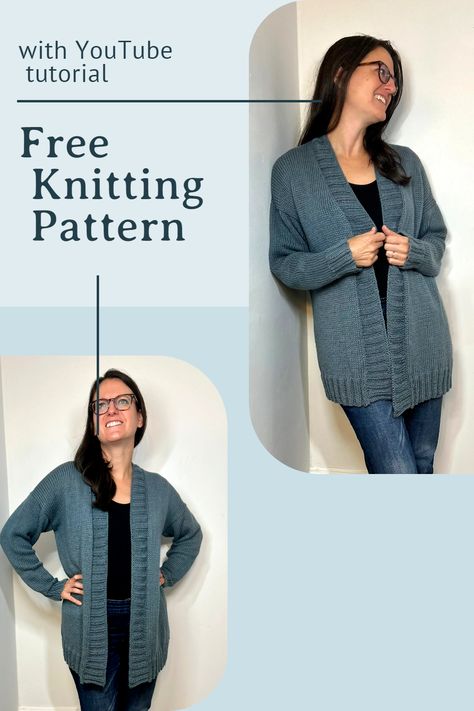 Knit this Dream of a Cardigan pattern by City Farmhouse Studio with this free pattern that includes a YouTube tutorial. Instructions for hand or machine knitting is available. Cardigans Crochet, Ladies Cardigan Knitting Patterns, Free Knitting Patterns For Women, Winter Knitting, Oversize Cardigan, Knitting Patterns Free Sweater, Fall Crochet, Knit Cardigan Pattern, Blogger Inspiration