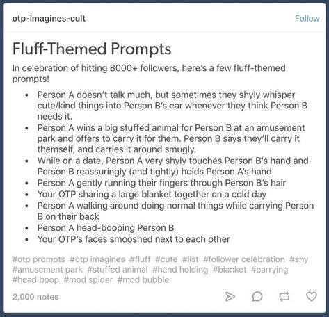 Fluff Prompts Tumblr, Fluff Rp Prompts, Fluff Writing Prompts Otp, Otp Writing Prompts Fluff, Cute Otp Prompts Fluff, Otp Prompts Fluff Person A And B, Family Fluff Prompts, Cute Ship Prompts, Fluff Story Prompts