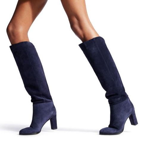 Jimmy Choo MADALIE 80 Fall Boots Tall, Navy Blue Boots, Over The Knee Boot Outfit, Navy Boots, High Boots Outfit, Navy Outfit, Blue Boots, Chunky Heels Boots, Suede Boots Knee High